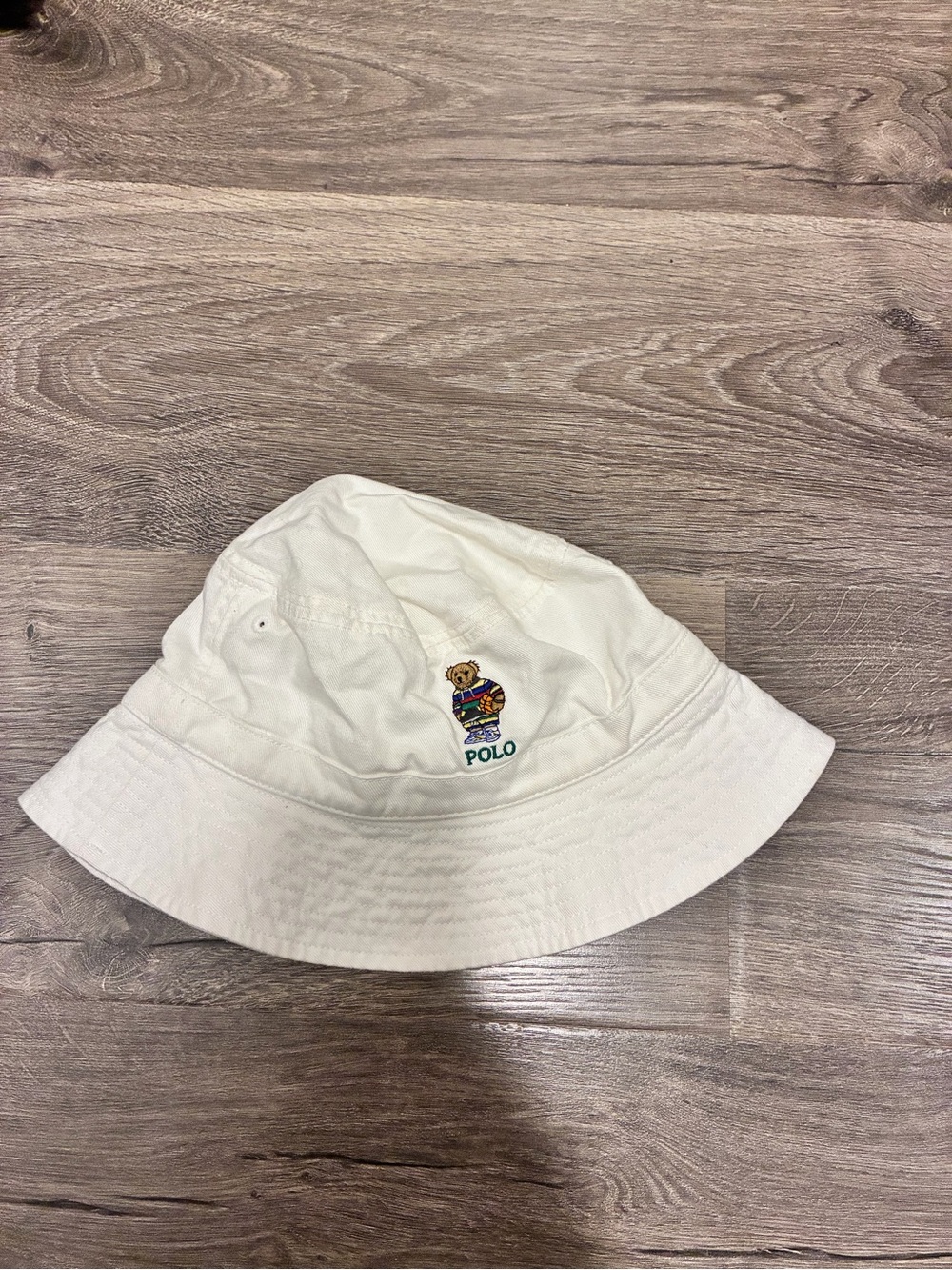 Polo by Ralph Lauren Kids Off-White Bucket Hat with Embroidered Bear